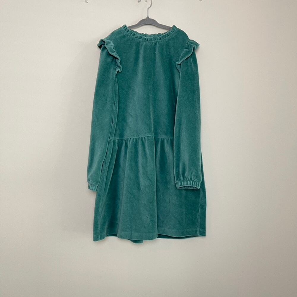 Crewcuts Ruffle Sleeve Corduroy Green Holiday Midi Girls Pullover Dress Sz 10‎